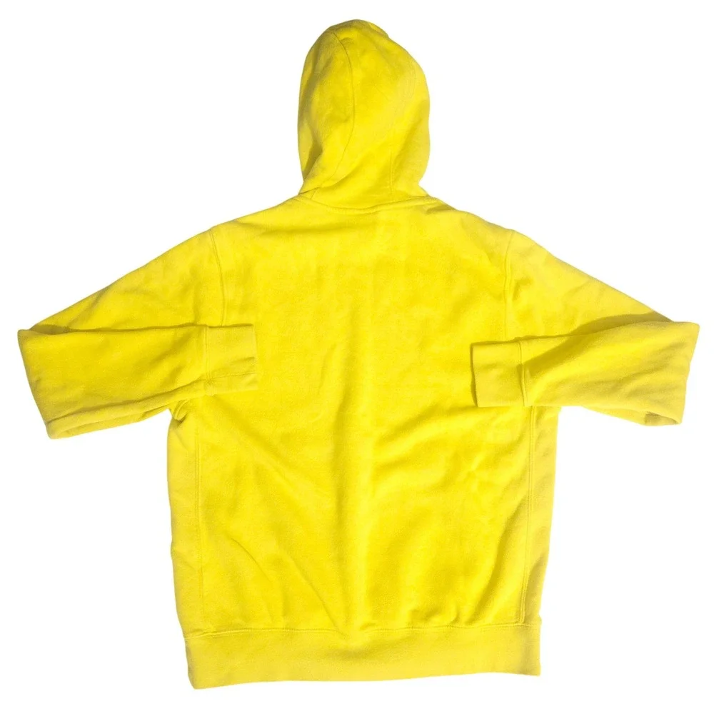 Nike Sportswear Club Fleece Hoodie Yellow Embroidered Logo Mens Medium
